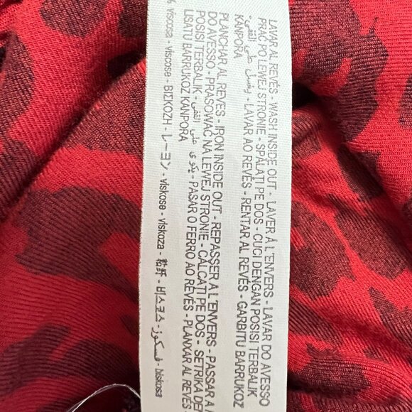 Zara Womens Red Leopard Print Midi Dress Tie Neck Long Sleeves size Medium - Picture 13 of 16